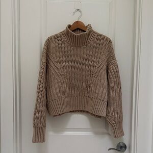 & Other Stories Textured Knit Brown Turtleneck Sweater